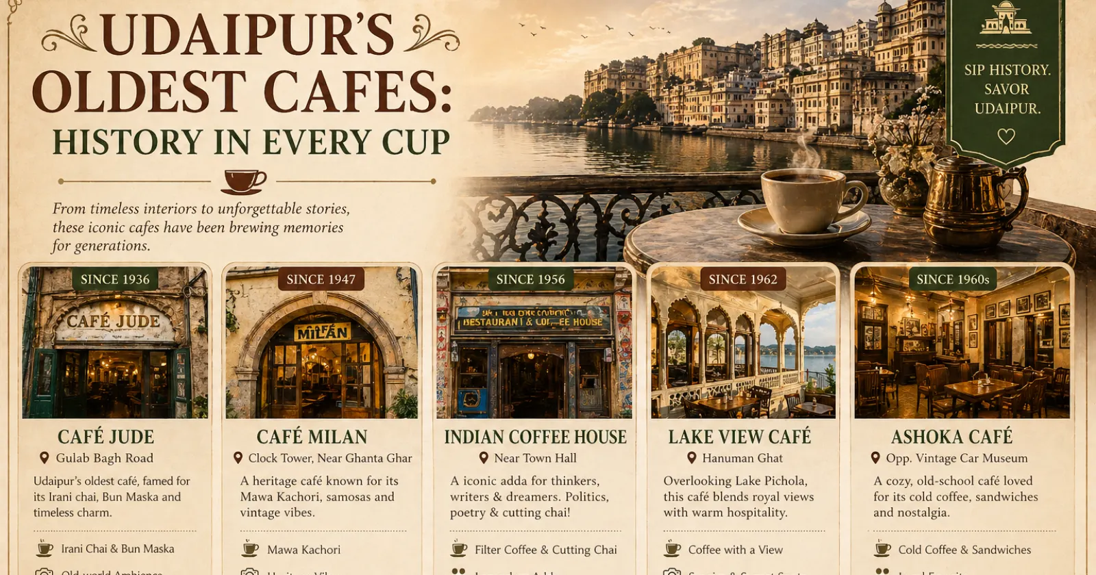 Udaipur's Oldest Cafes: History in Every Cup